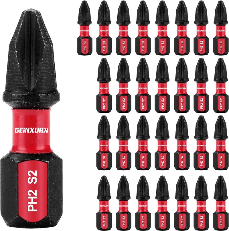GEINXURN Impact Tough #2 Phillips 1 in. Insert Driver Bits,30Pack Bulk PH2 Screwdriver Bits Set - Image 1